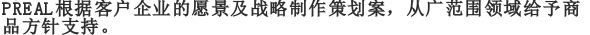 PREAL根据客户企业的愿景及战略制作策划案，从广范围领域给予商品方针支持。